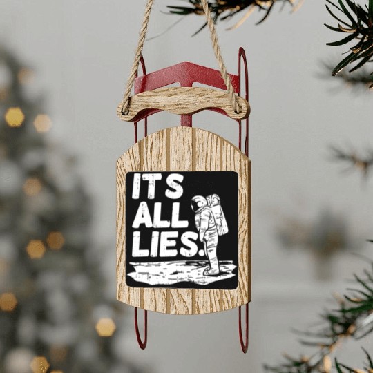 Moon Landing Conspiracy Theory Illuminati Gift Sled Ornaments