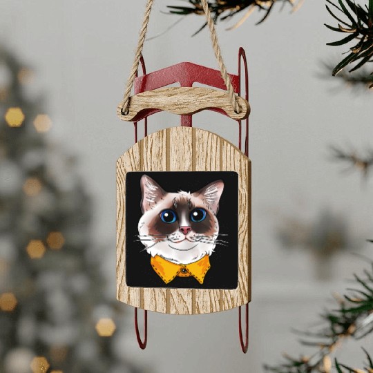 Ragdoll Cat Face Cats funny cute sweet Kitty gift Sled Ornaments