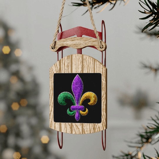 Mardi Gras New Orleans SaintsFleur De Lis Bling Sled Ornaments