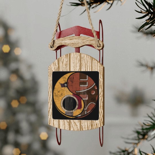 Guitar Ying Yang Music Guitar Player Gift Sled Ornaments