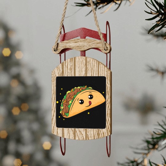 Delicious Taco Cartoon Sled Ornaments
