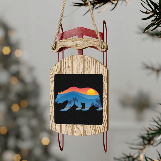 California Bear Sled Ornaments