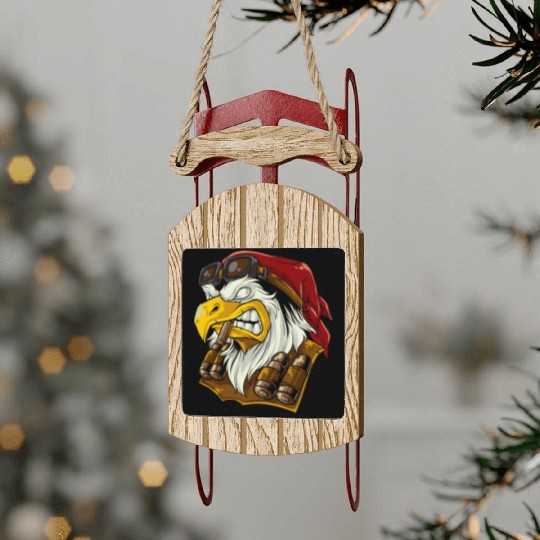 Crazy Eagle Sled Ornaments