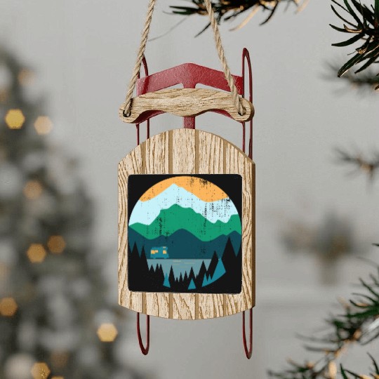 Wanderlust Campeing Mountains Nature Souvenir Gift Sled Ornaments