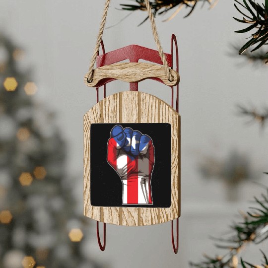Puerto Rico Fist | Proud Boricua Flag Sled Ornaments