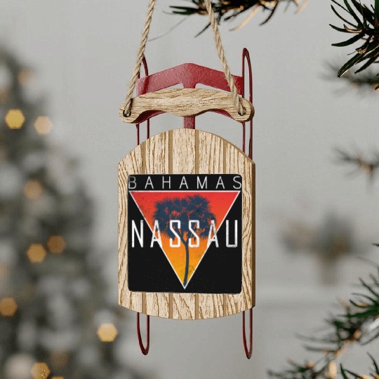 Bahamas Nassau Palms Holiday Sled Ornaments