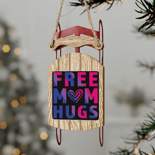 Free Mom Hugs Bisexual Sled Ornaments