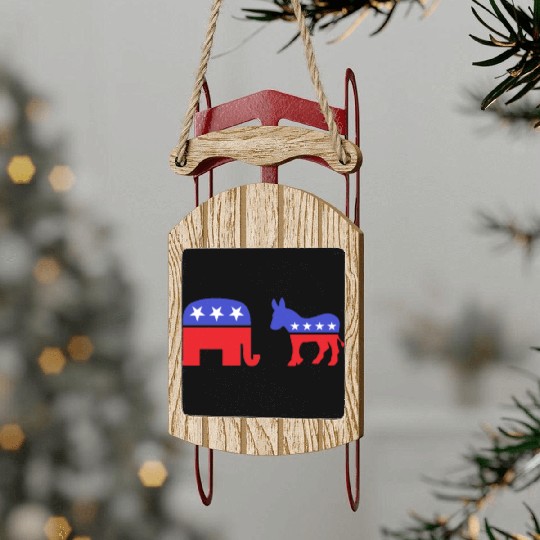 Democrat Republican Sled Ornaments