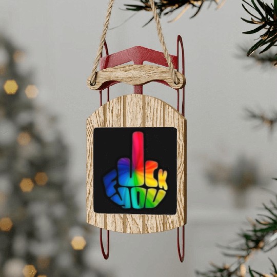 Funny Cute Middle Finger Vintage Sled Ornaments - F*ck You