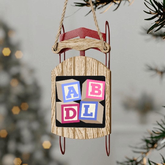 AB DL ageplay ABDL adult baby diaper baby Sled Ornaments