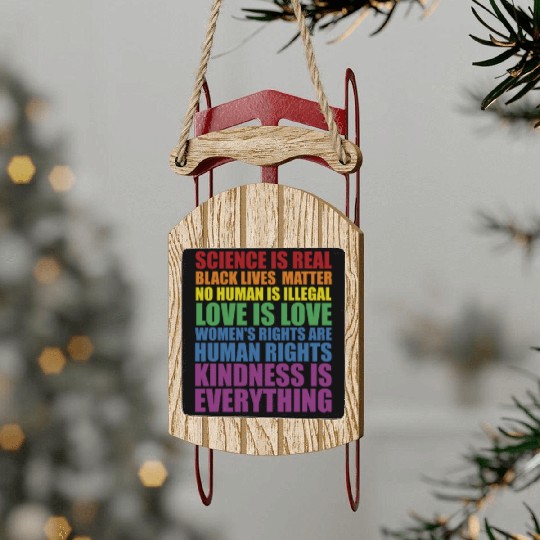 Science is Real Black Lives Matter Love Is... Sled Ornaments