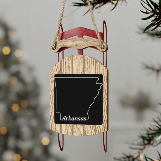 Arkansas State Pride USA Map Sled Ornaments