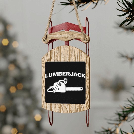 Chainsaw Lumberjack Sled Ornaments