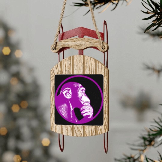 Think of monkey chimpanzee Sled Ornaments