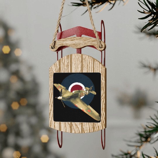Hawker Hurricane RAF WW2 Fighter Plane Sled Ornaments