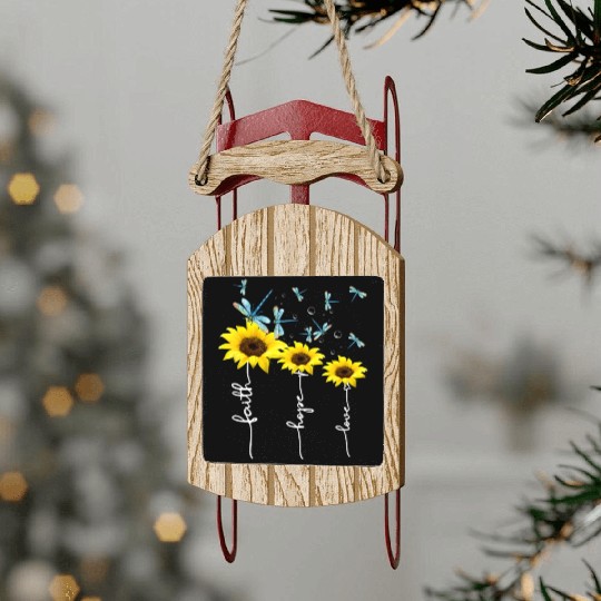 Faith hope love sunflower Sled Ornaments