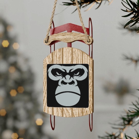 Big Gorilla Face Silverback Monkey Ape Gift Sled Ornaments