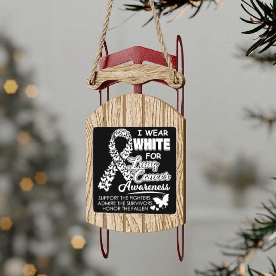 Men Women I Wear White For Lung Cancer Awareness Sled Ornaments