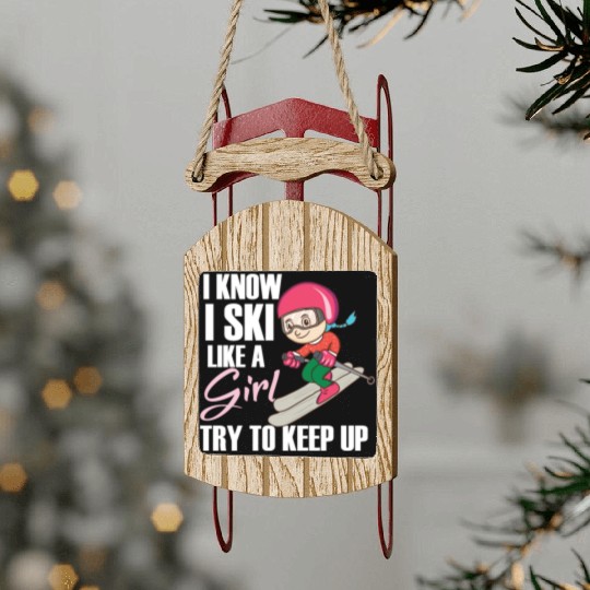 Winter Ski Girl Sled Ornaments