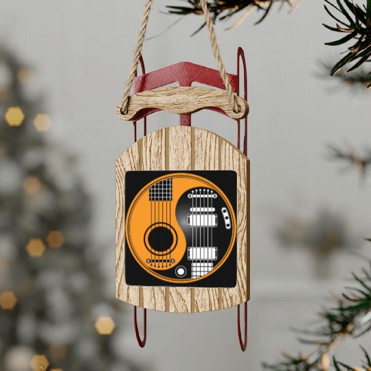 Guitar Ying Yang Sled Ornaments