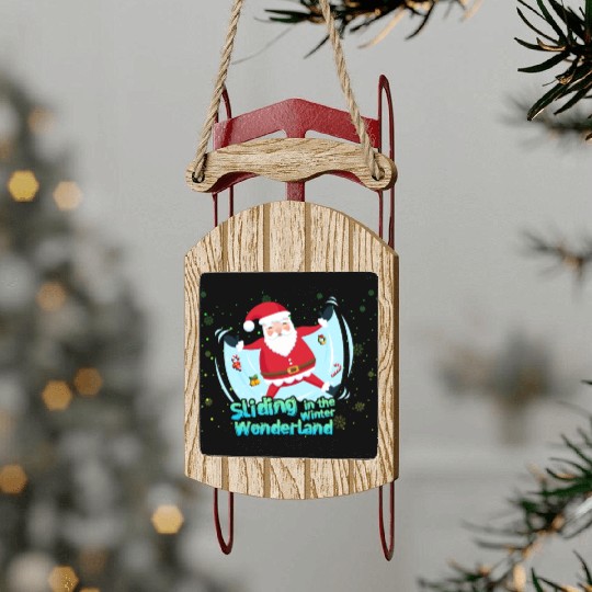 Christmas Santa Claus Winter Cold Sliding Xmas Sled Ornaments