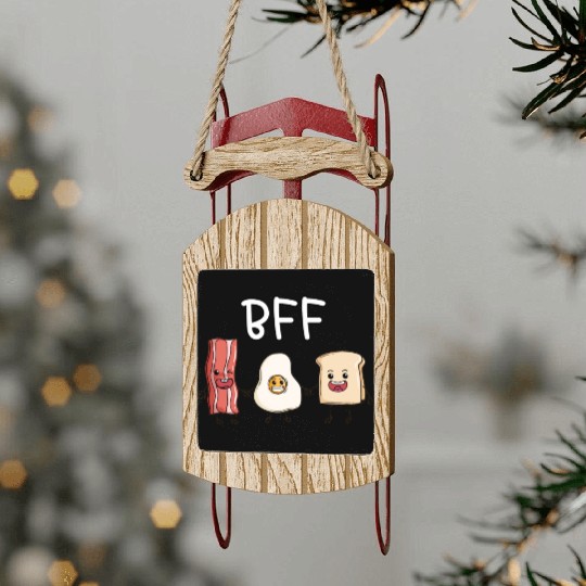 Fried egg bacon and toast best friends forever Sled Ornaments