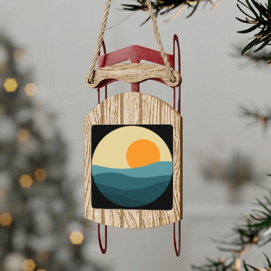 Waves Sun Circle Sled Ornaments
