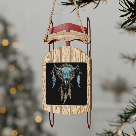 Womens Street Style Bull Skull Rodeo Sled Ornaments