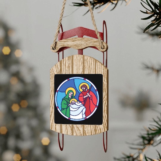 Josef Maria Jesus Jesus birth Bethlehem Christmas Sled Ornaments