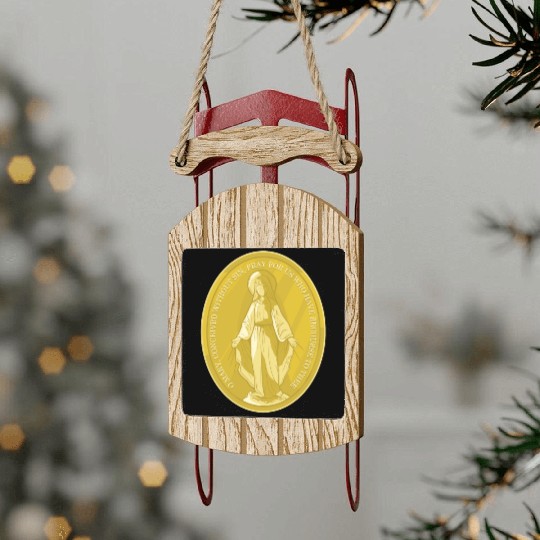 Miraculous medal of virgin mary catholic christian Sled Ornaments