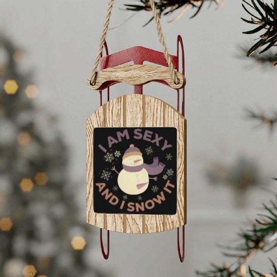 Funny Sexy Snowman Slogan Gift christmas Sled Ornaments