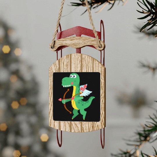 Lovely Dinosaur cupid in Valentine's day Sled Ornaments
