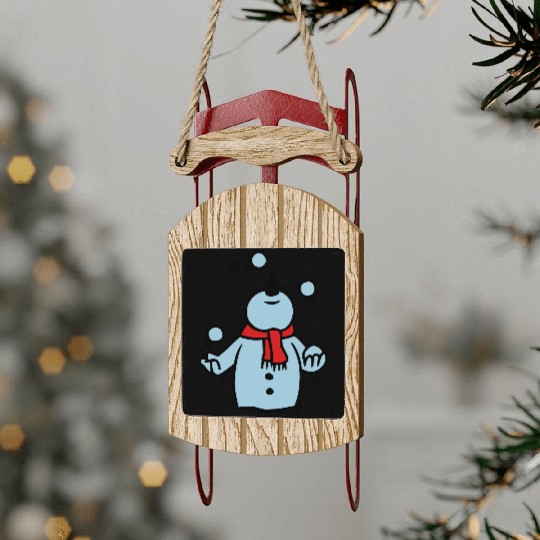 snowman juggling snowballs Sled Ornaments