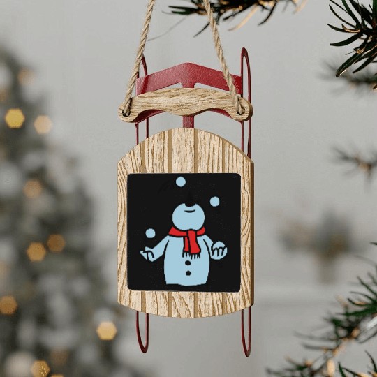 snowman juggling snowballs Sled Ornaments