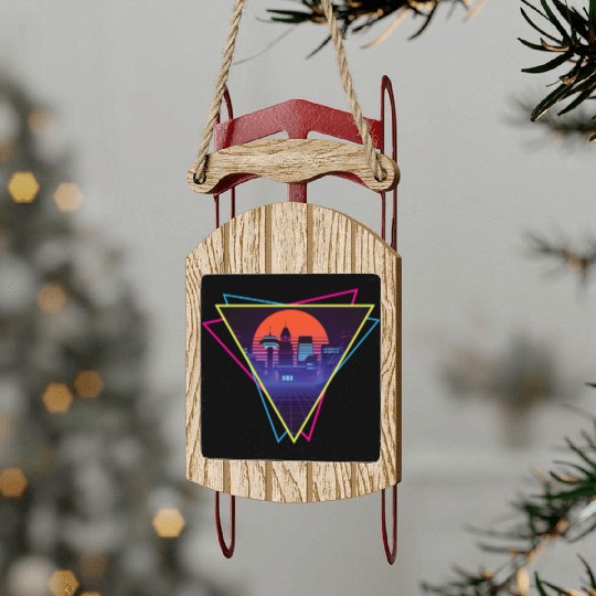 future city synthwave Sled Ornaments