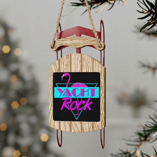 Yacht Rock Retro Flamingo Sled Ornaments