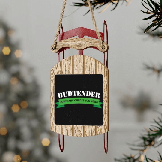 Budtender Design Hemp Dispensary Medical Marijuana Sled Ornaments