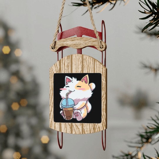 Cat Bubble Tea Anime Sled Ornaments