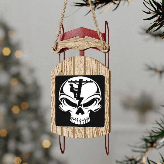 Lineman Skull Sled Ornaments