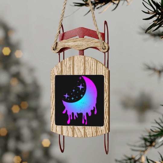 Awesome Luna Half Moon, Shining Purple Pink Sled Ornaments