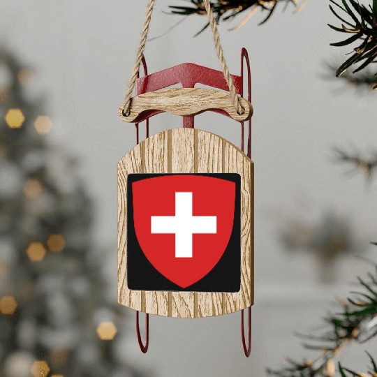 Swiss Switzerland Flag Swiss Cross Alps Sled Ornaments