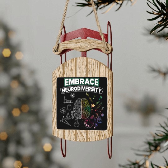 Embrace Neurodiversity Brain Voice Sled Ornaments