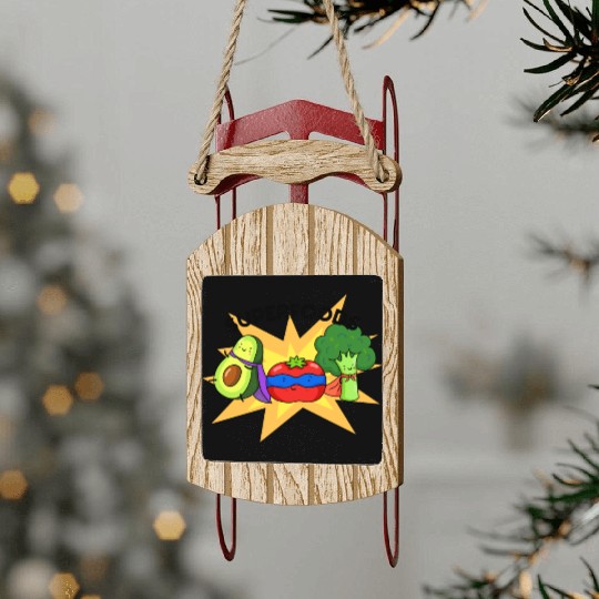 Superfoods Cute Vegetable Pun Sled Ornaments