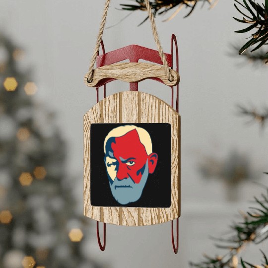 Sigmund Freud Portrait - Red and Blue Sled Ornaments