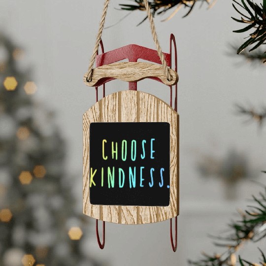 Choose Kindness Cool Colors Ombre Sled Ornaments