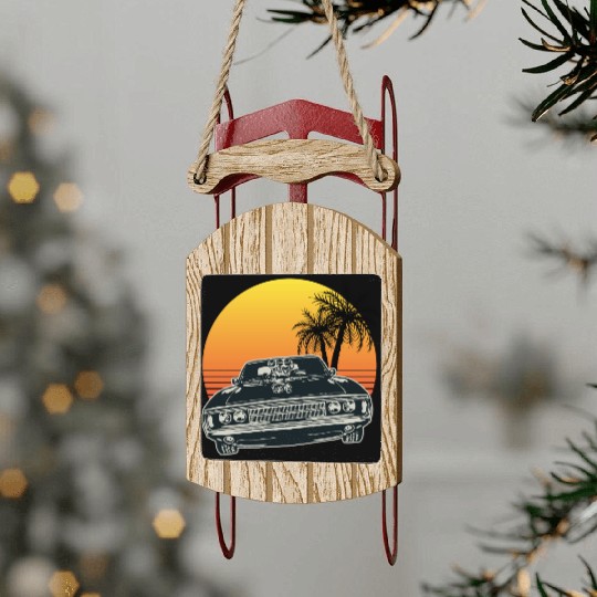 Muscle Car Sunset Sled Ornaments