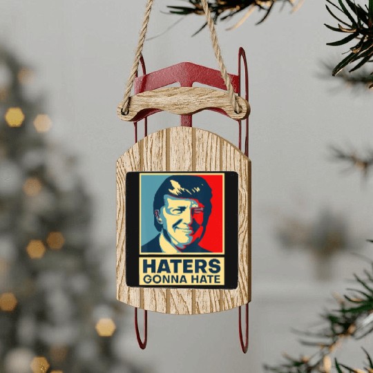 Funny Haters Gonna Hate President Donald Trump Sled Ornaments