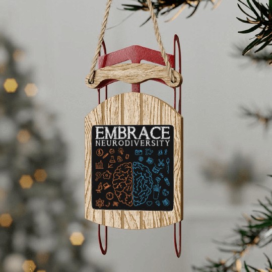 Embrace ADHD Autism ASD Neurodiversity Sled Ornaments