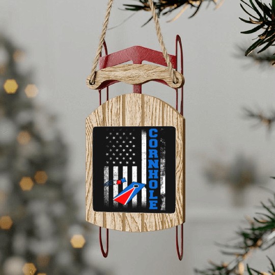 Cornhole Flag US American USA Player Game Bags Sled Ornaments