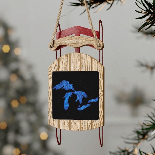 Great Lakes with Names Sled Ornaments